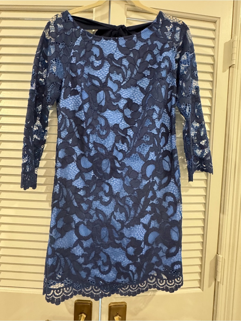 Lilly Pulitzer Navy Lace Overlay Mini with Blue Underlay